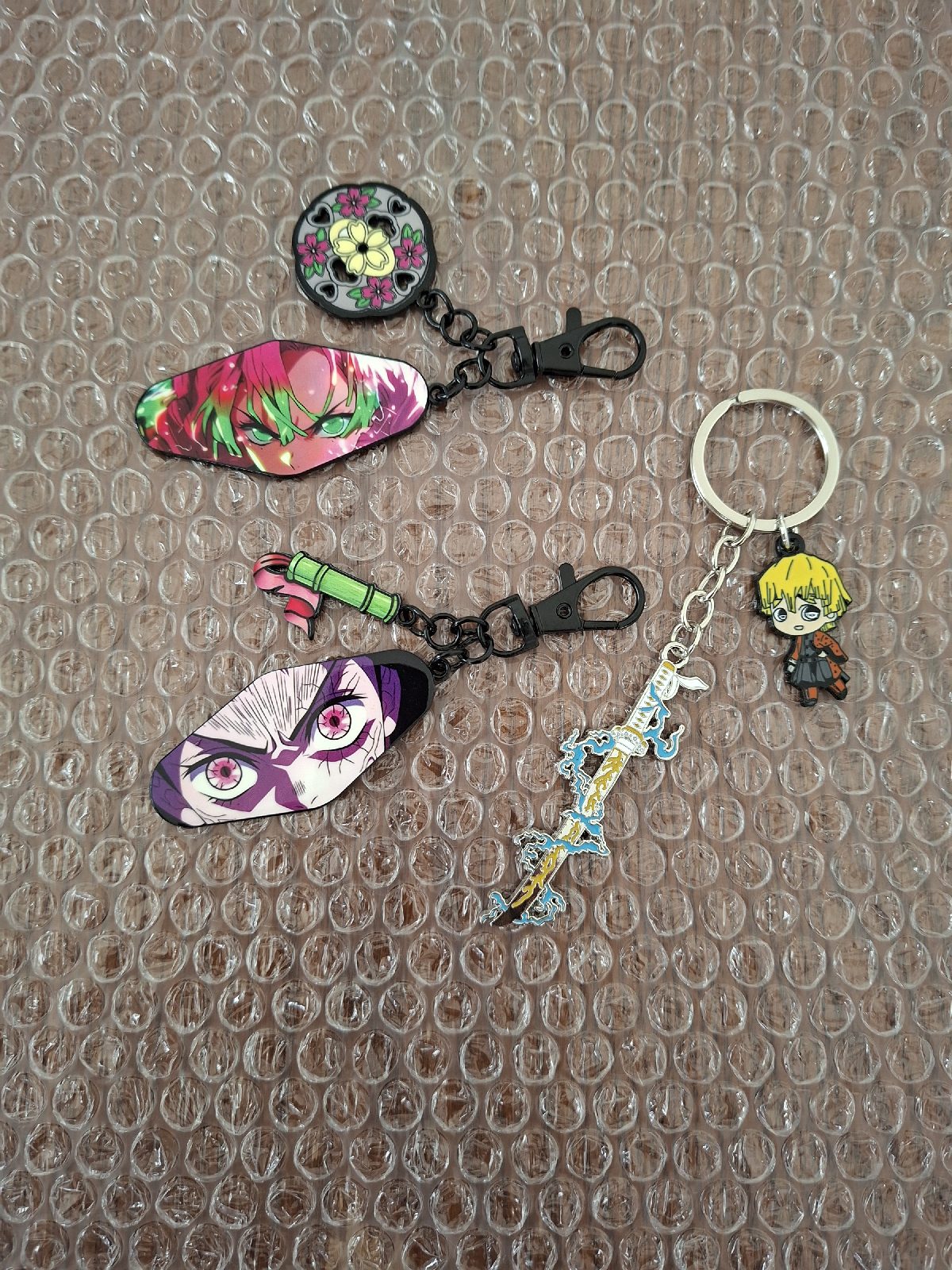 Demon Slayer Anime Manga Keyring / Bag Charm Bundle Nezuko, Mitsuri, Zenitsu