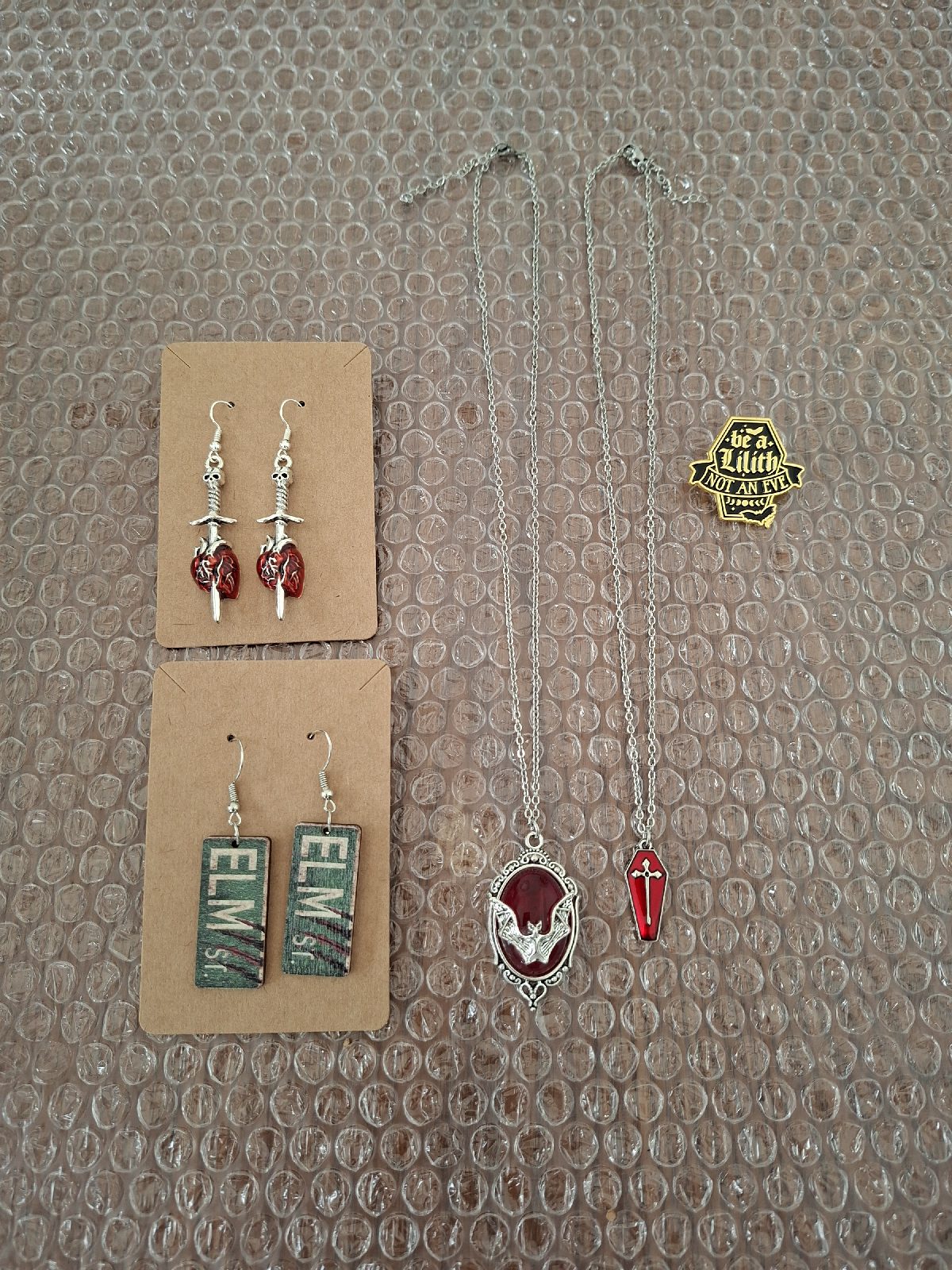 Gothic Alternative Jewellery Bundle - Earrings, Necklaces and Pin Badge