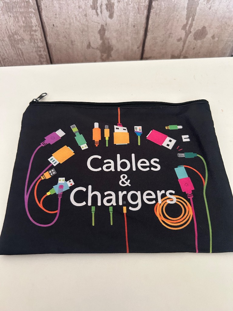 Cables and charger zip up bag
