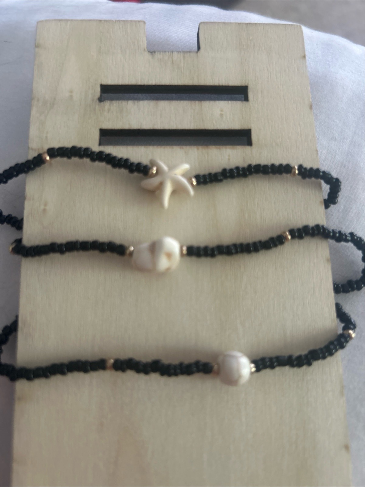 3pcs/set Bohemian Mixed-color Seed Bead Ocean-style Beaded Starfish Anklet,