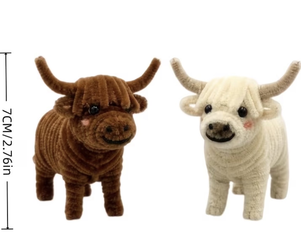 Two cream and brown  highland Cows / Pipe Cleaner Craft Kit