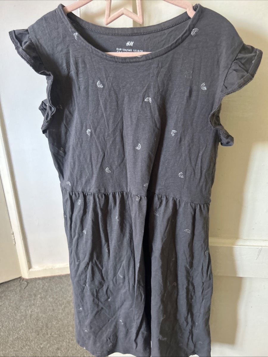 Girls Grey Rainbow Dress 8-10 H&M