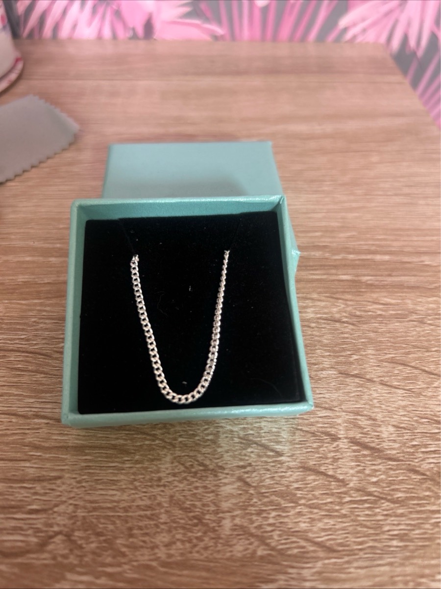 Solid Sterling Silver /2mm/ Curb 18 inches Chain Necklace Women