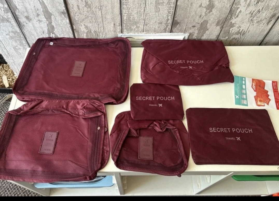 Burgundy travel storage cubes