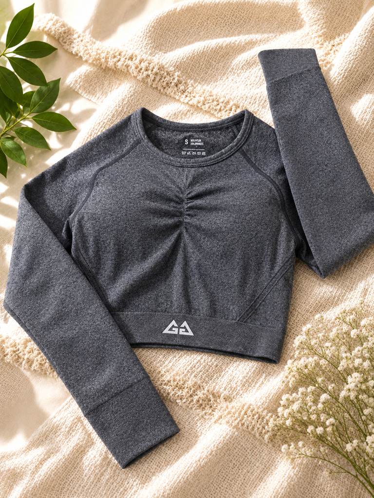 Ladies long sleeved cropped gym top