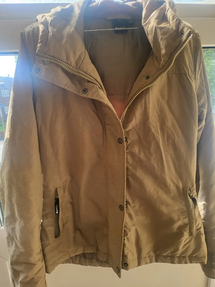 Tan Bench Hooded Parka Jacket Size Large