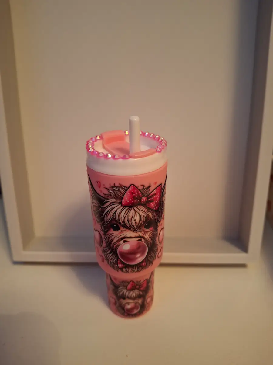 Bubblegum Cow Keyring Tumbler