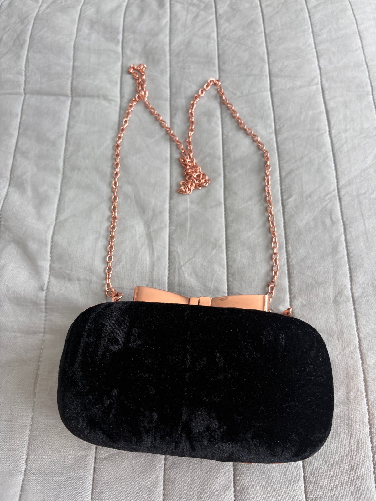 Small clutch shoulder evening bag black rose gold
