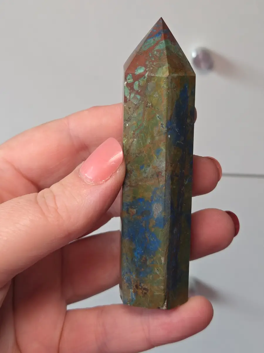 Malicite and azureite crystal tower
