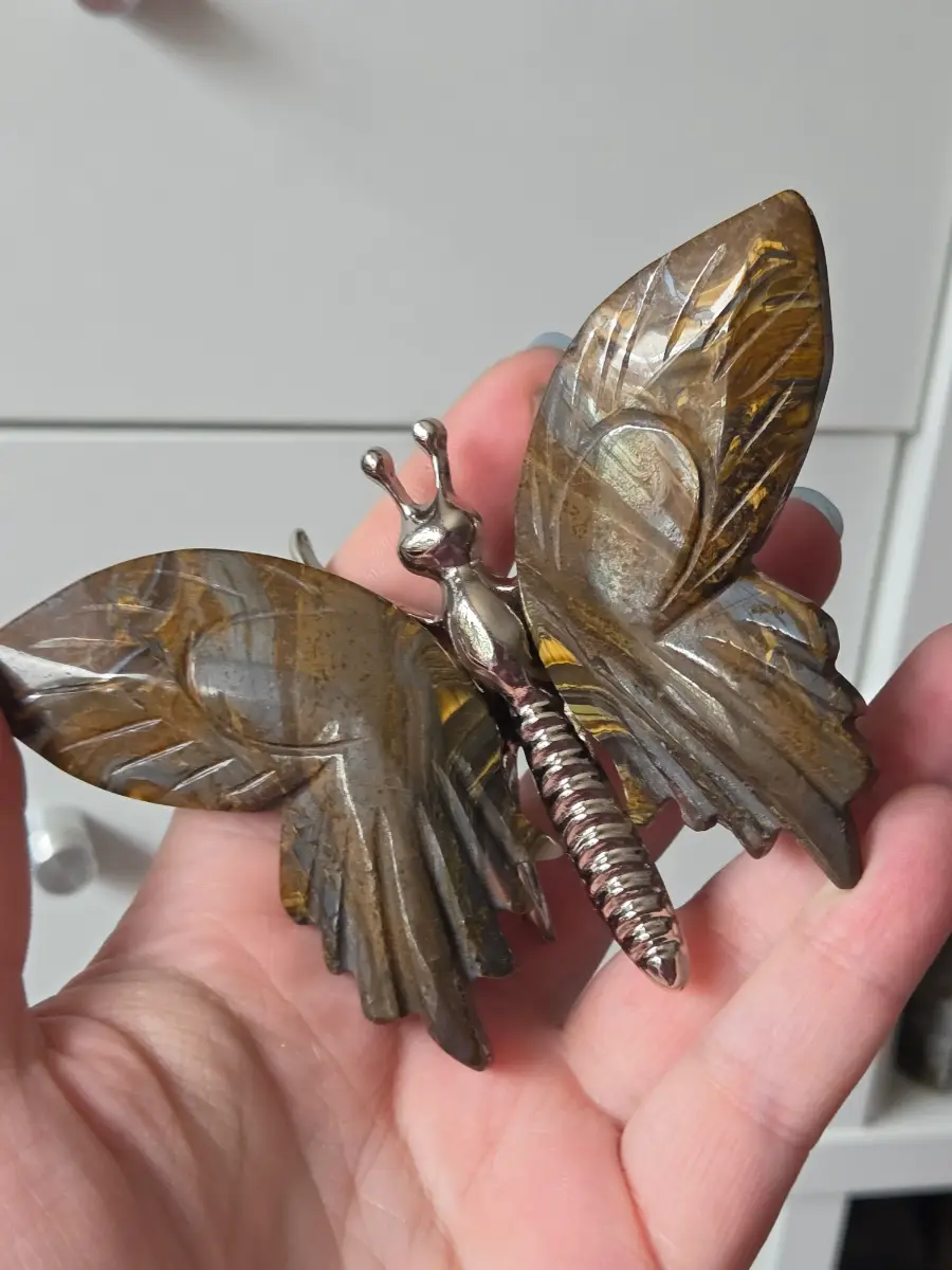 Beautiful  tigers eye crystal butterfly carving