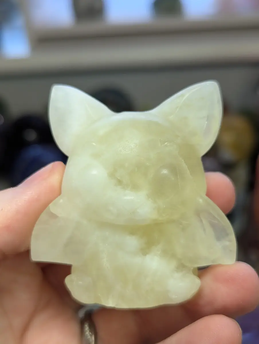 Citrine crystal bat carving
