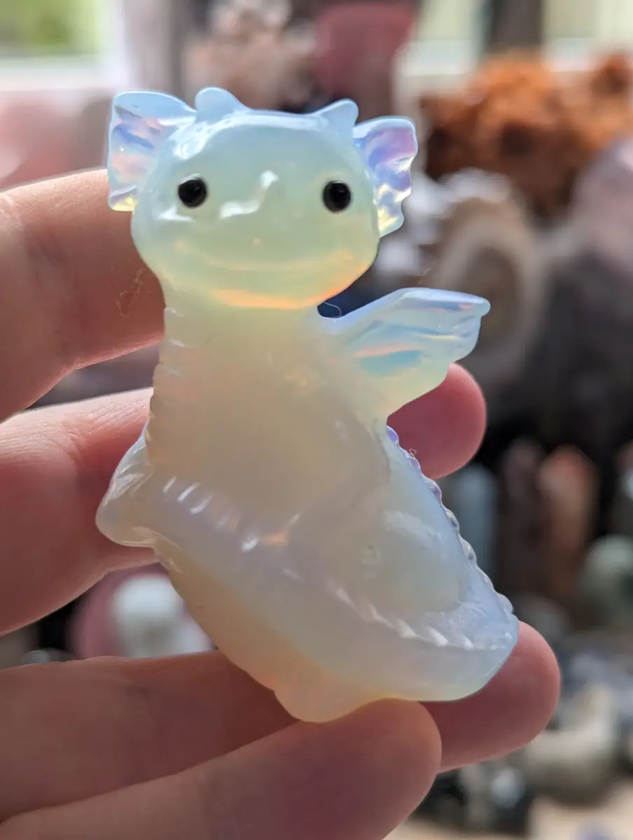 Opalite crystal  dragon carving