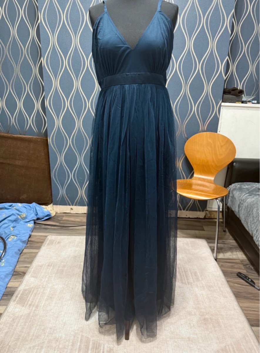 Anaya with love bridemaid tulle plunge front maxi dress