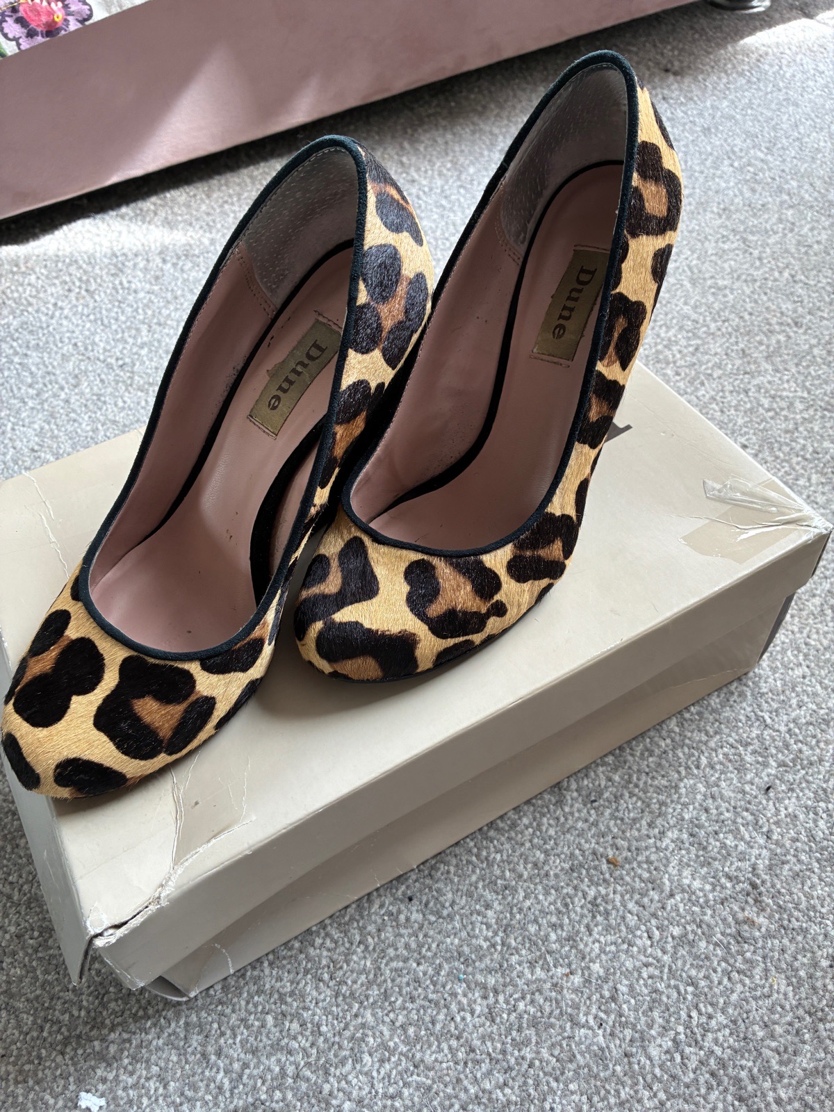 Dune animal print wedges