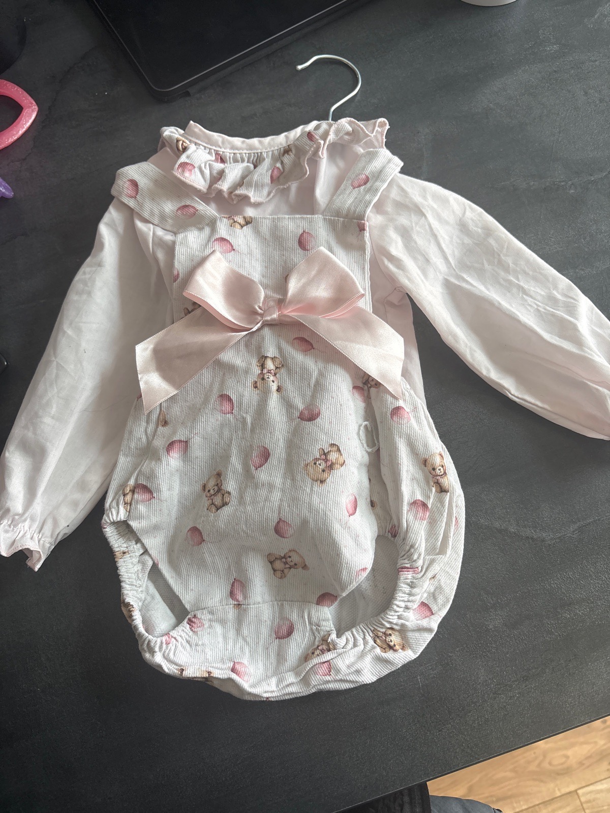 Wee me pink teddy detail 2 piece set