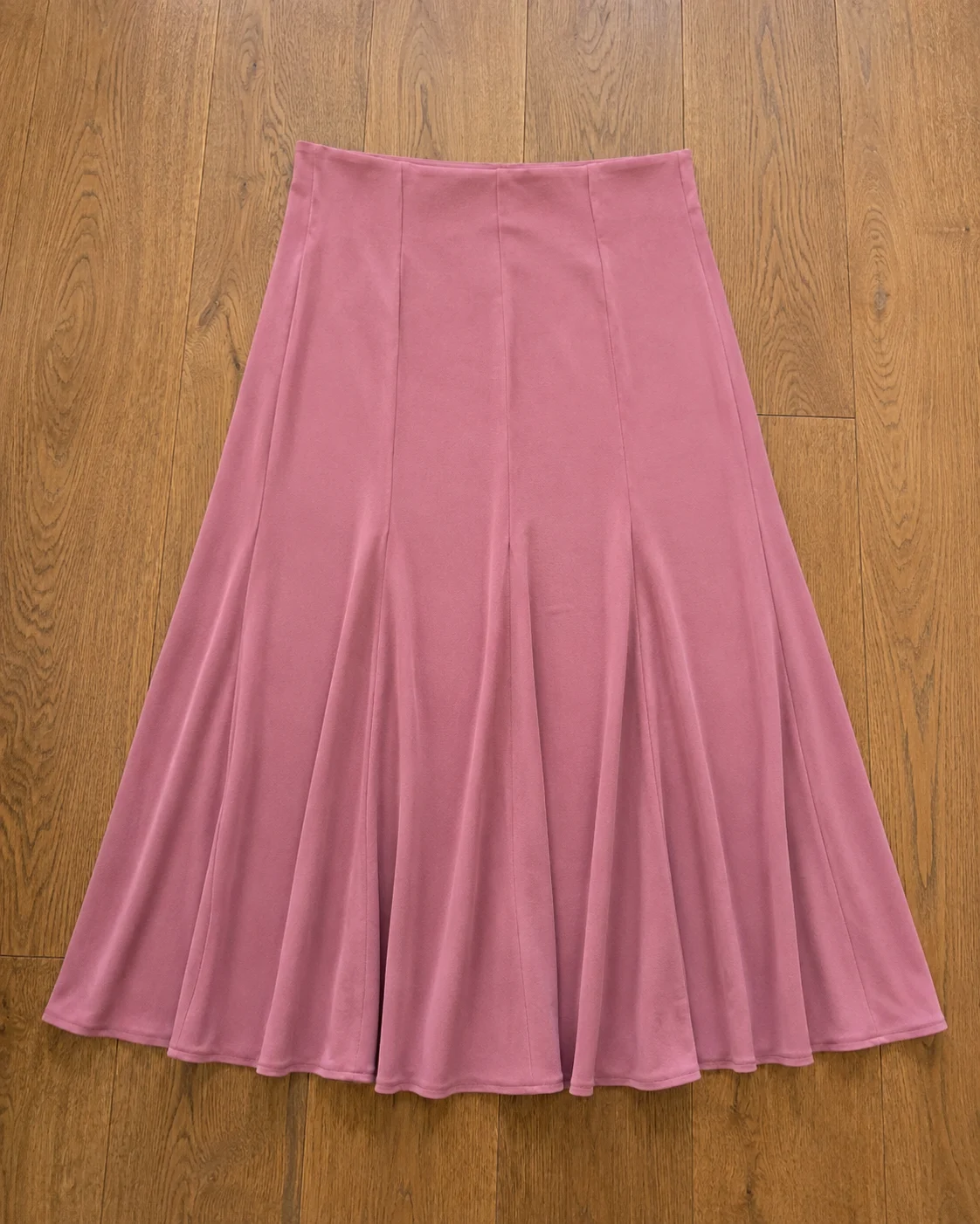Dusty pink flared midi skirt fully lined size s - feminine/occasion