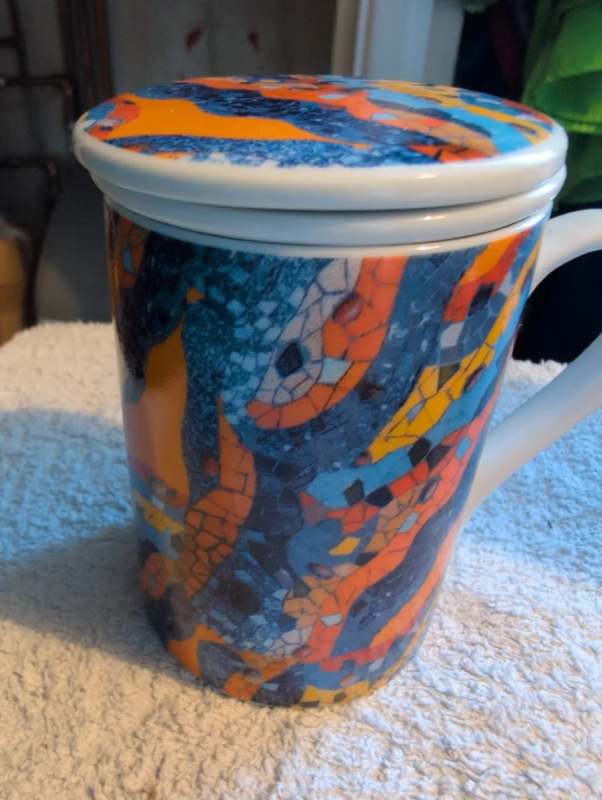 Beautiful colourful tea or coffee strain cup new
