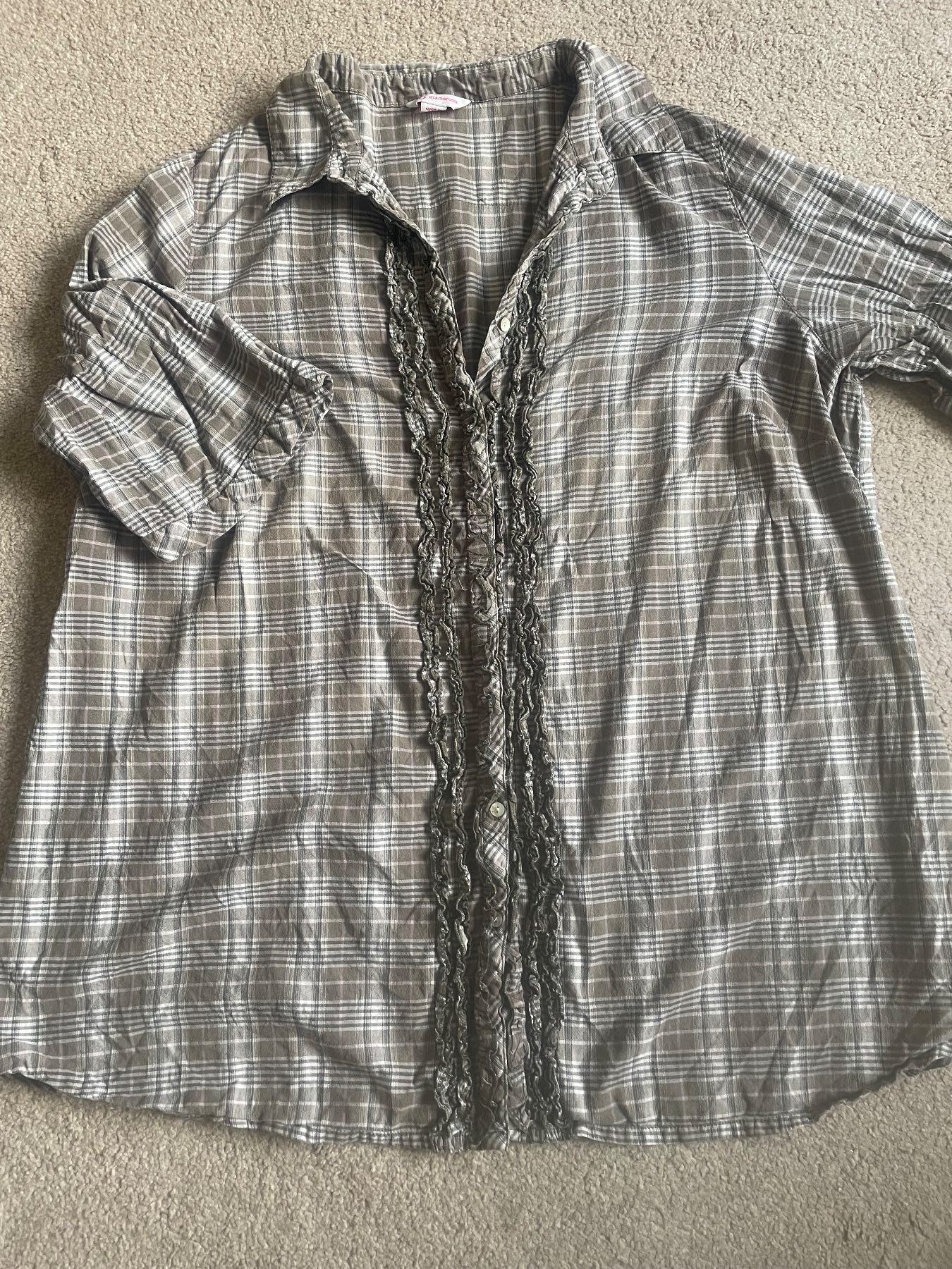 Glamorosa Plaid Ruffle Blouse  size 26