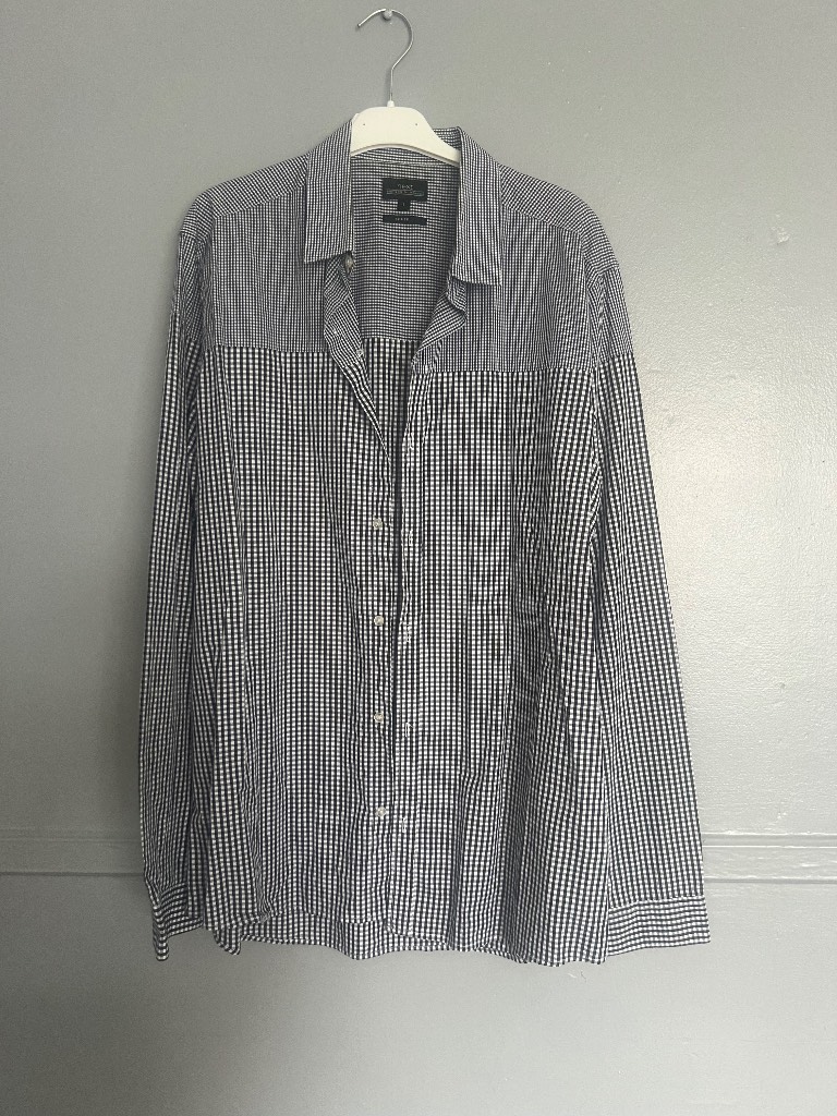 Next Men’s Blue & White Gingham Slim Fit Shirt – Size Large