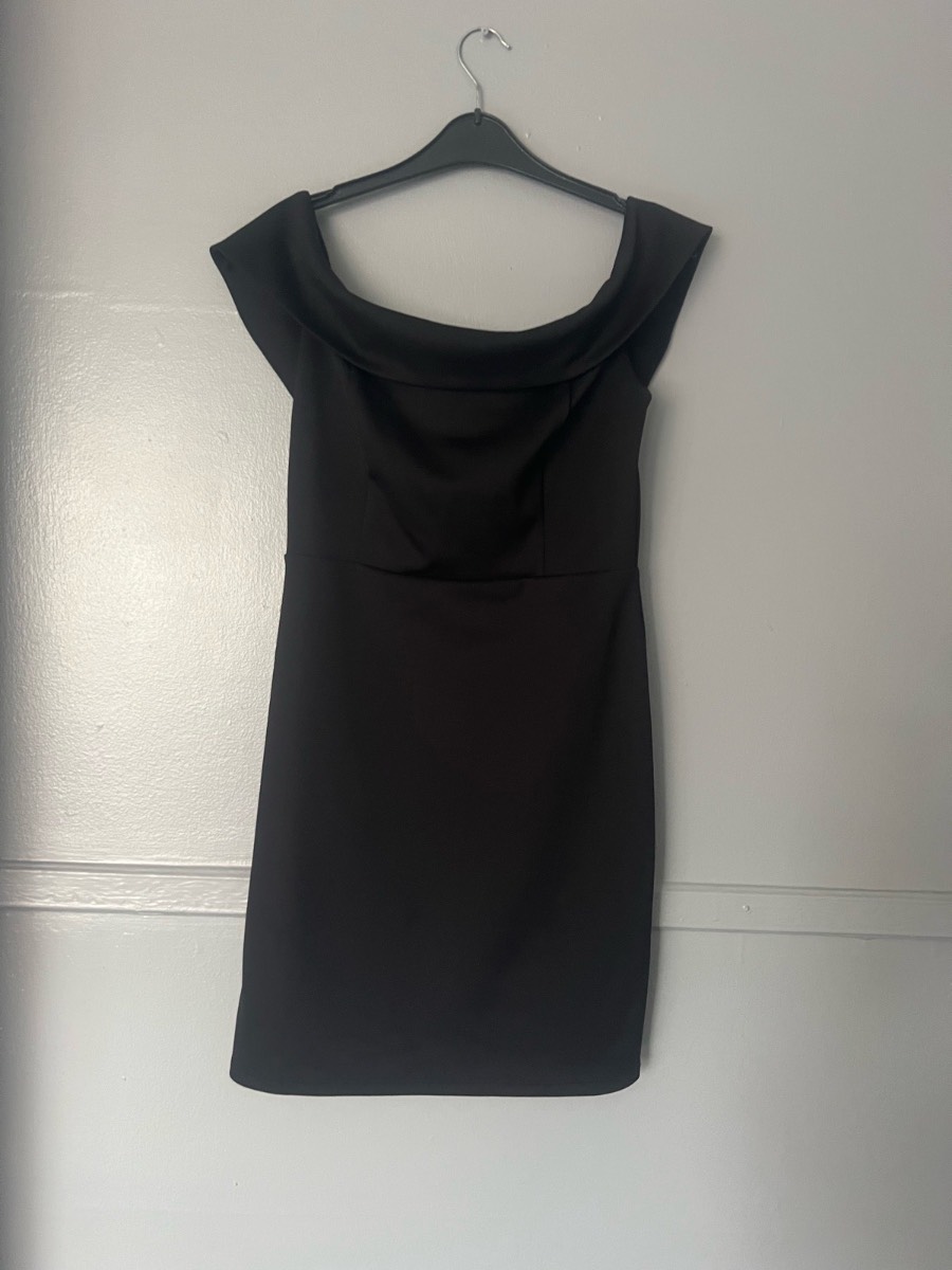 Very Black Bardot Off Shoulder Bodycon Midi Dress BNWT UK 12 Occasion