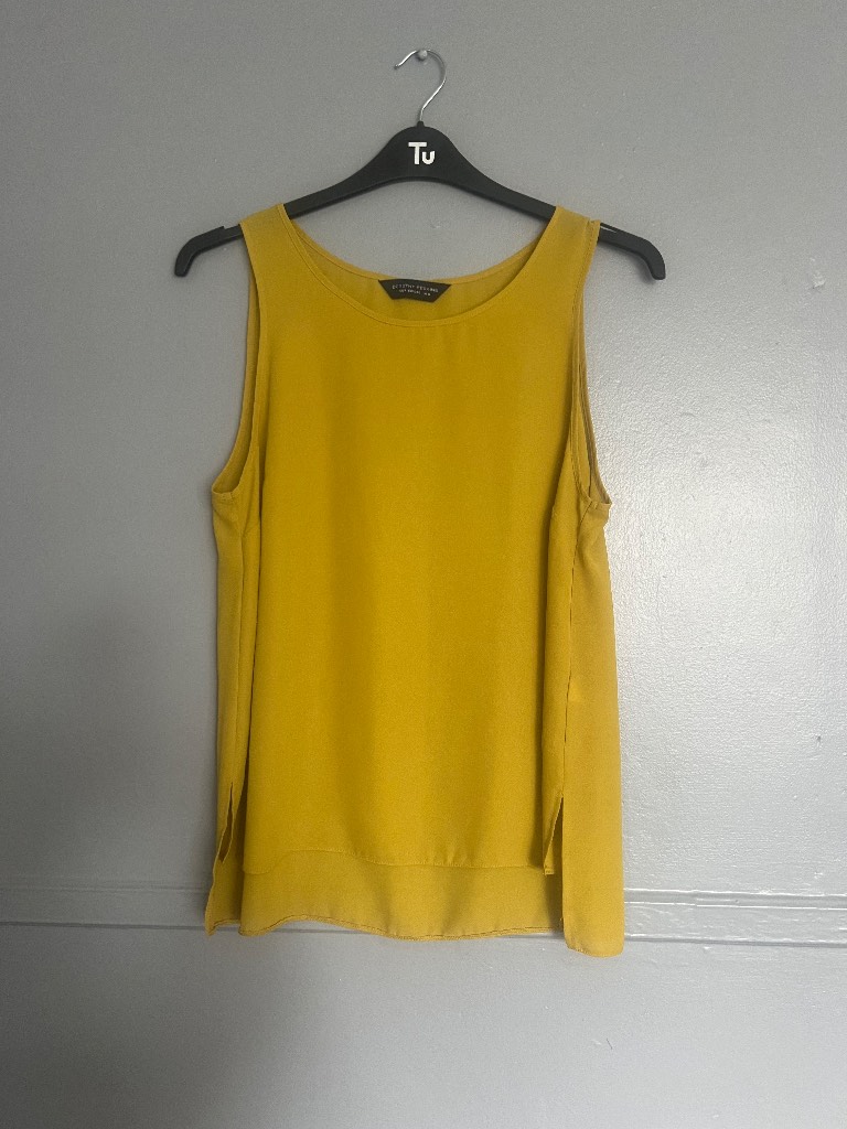 Dorothy Perkins Mustard Sleeveless Blouse – Size UK 14