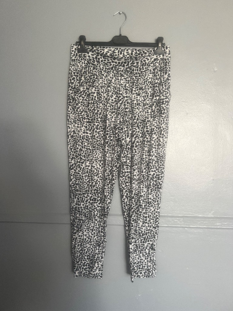 M&S Collection Black & White Printed Trousers – Size 12