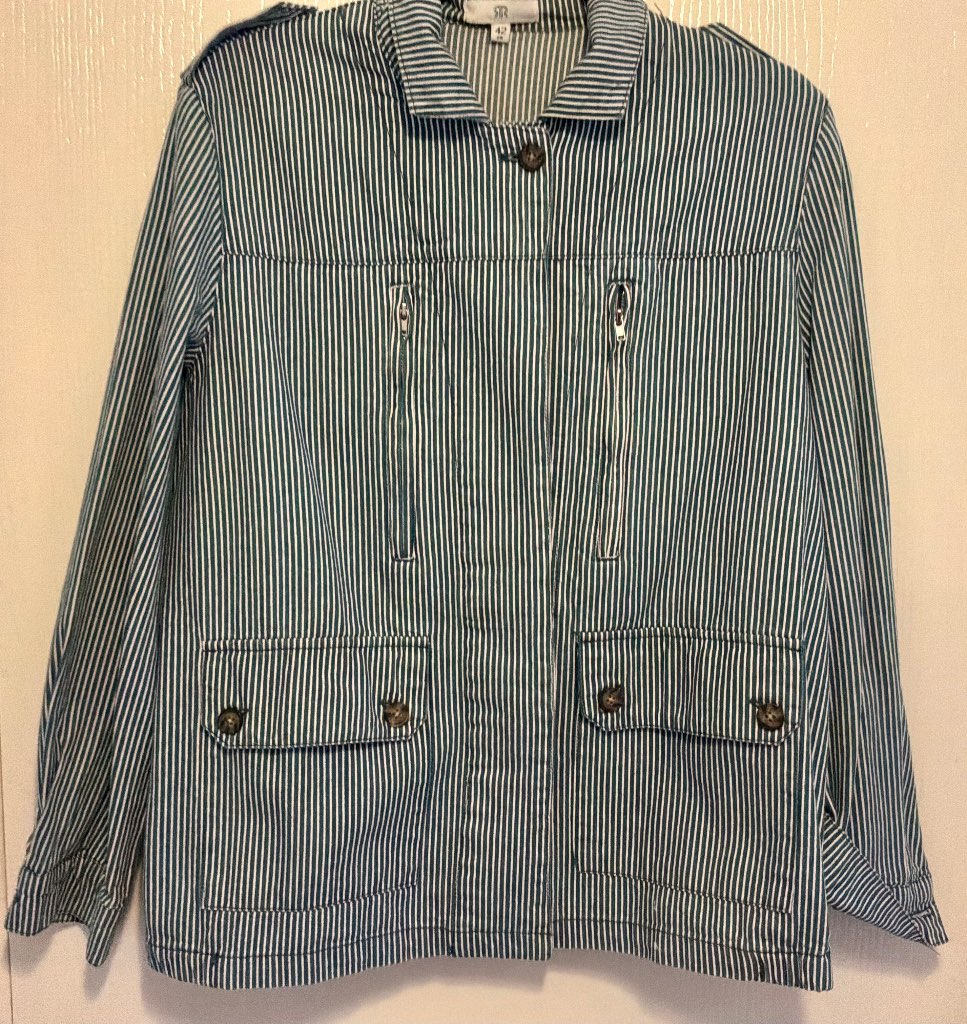 Blue and white striped. Jacket. For summer size 14 never worn immaculate