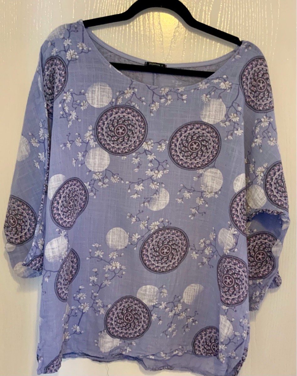 Roman free size Italian style summer top in cornflower blue/purple   Ex condition.