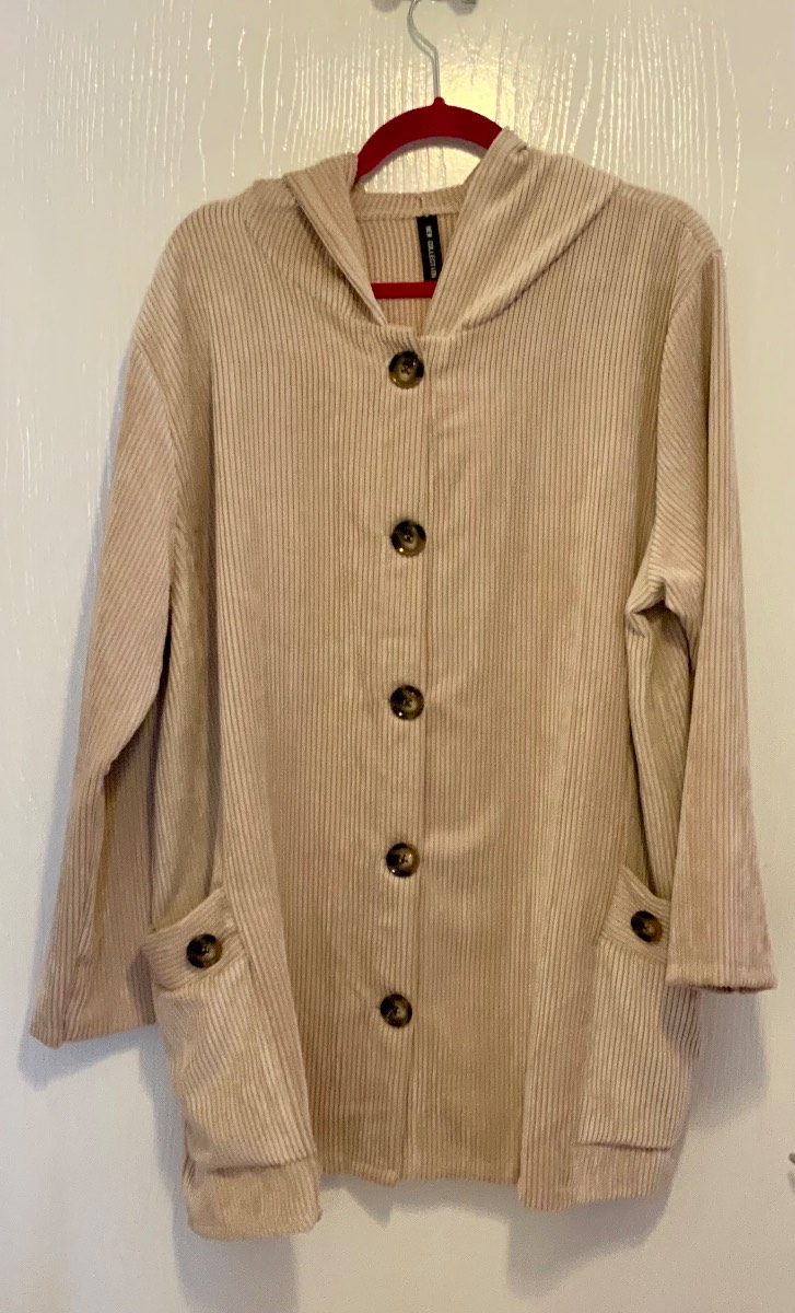 Super Italian style Needlecord 3/4 length jacket  size L/XL Nwot