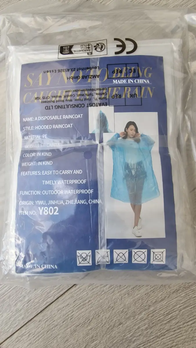 Pack of 5 disposable raincoat clear new