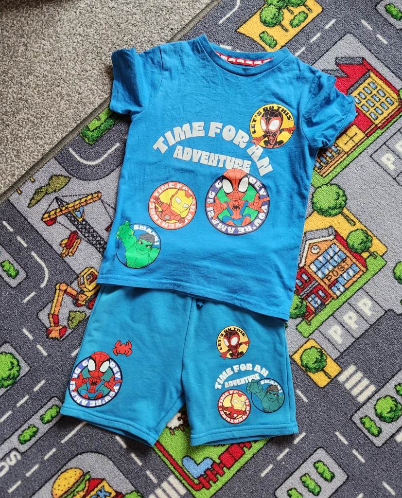 Boys Age 5-6 George Marvel Shorts & T-Shirt Set - Blue