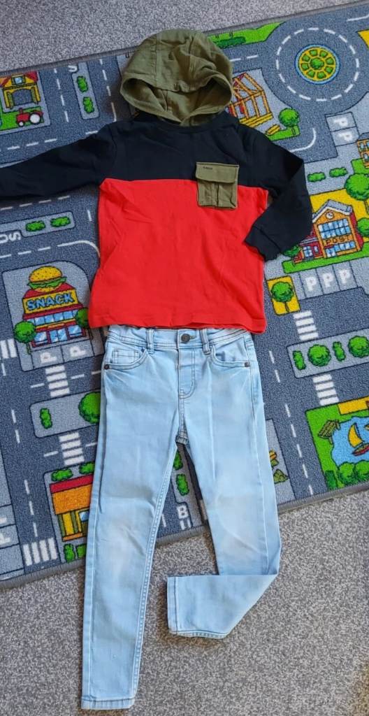 Boys Age 4 Next Set Long Sleeve Hooded Top / Skinny Jeans