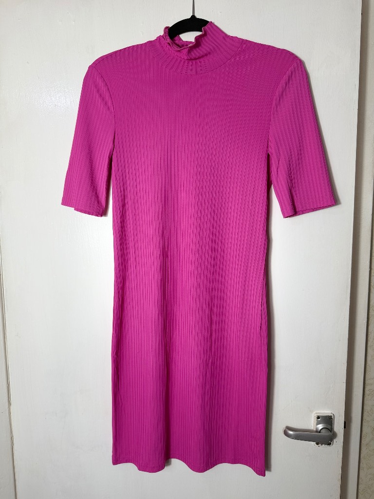 Fire & Glory Bright Pink Ribbed Mini Dress Size S BNWT