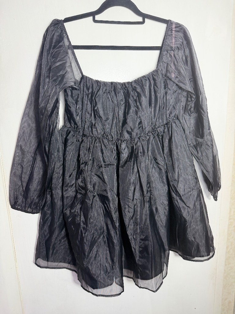 Jaded Rose Puff Sleeve Babydoll Dress – Black – UK 12 – RRP £58
