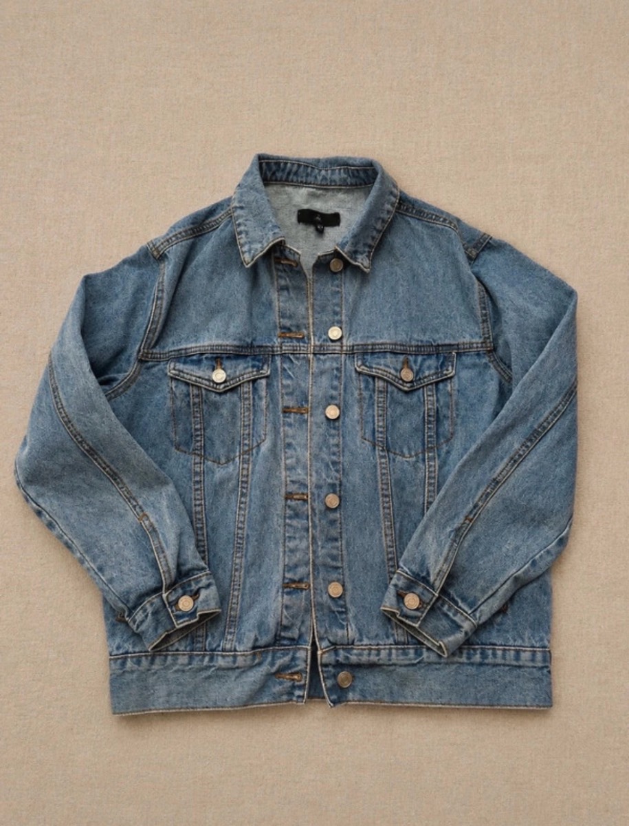 Missguided Blue Denim Jacket UK 6 Oversized Trucker Festival Y2K