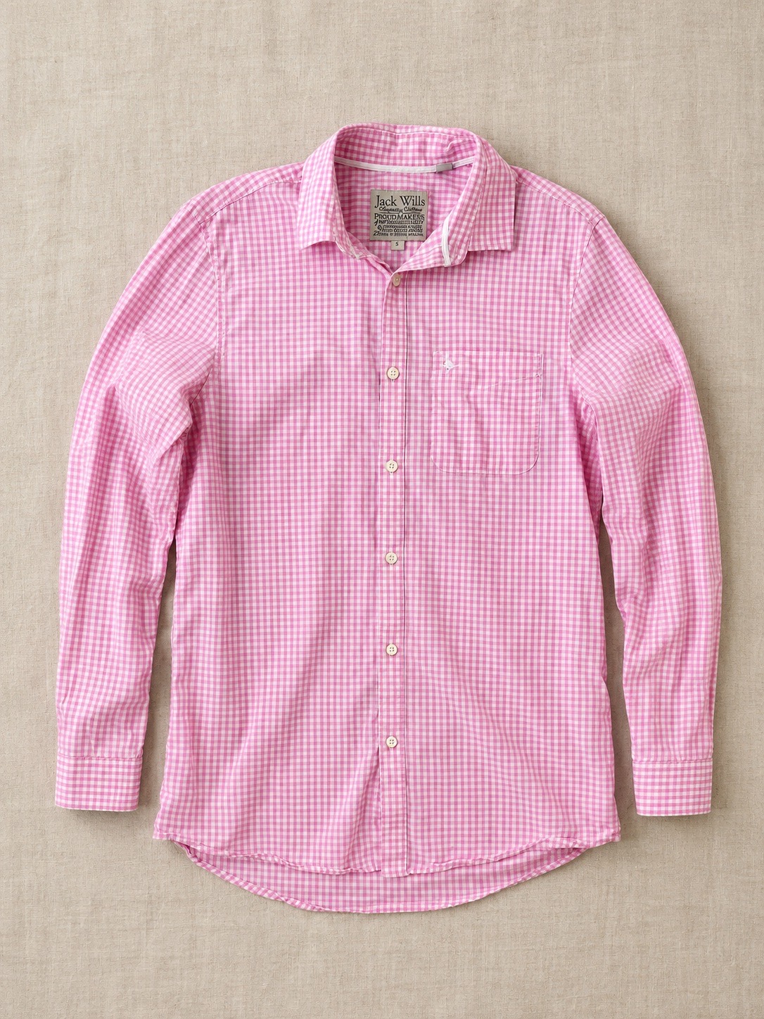 Jack Wills Pink White Gingham Check Shirt Size S Cotton