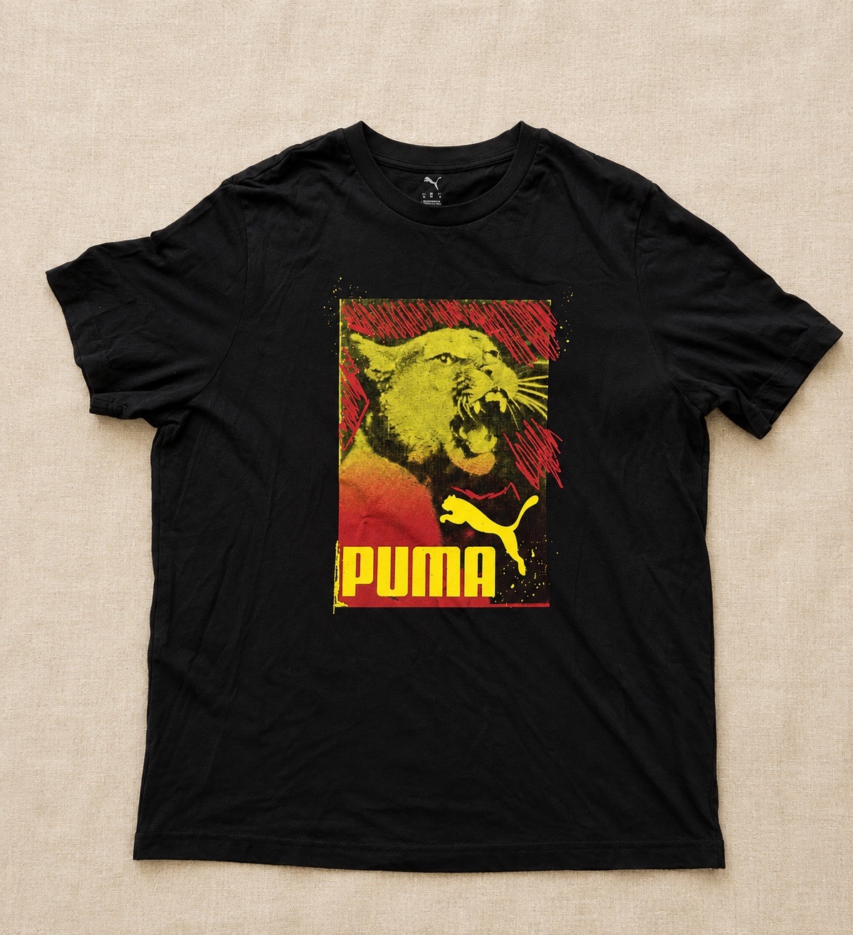 Puma Black Roaring Puma Graphic T-Shirt Men’s L, Cotton