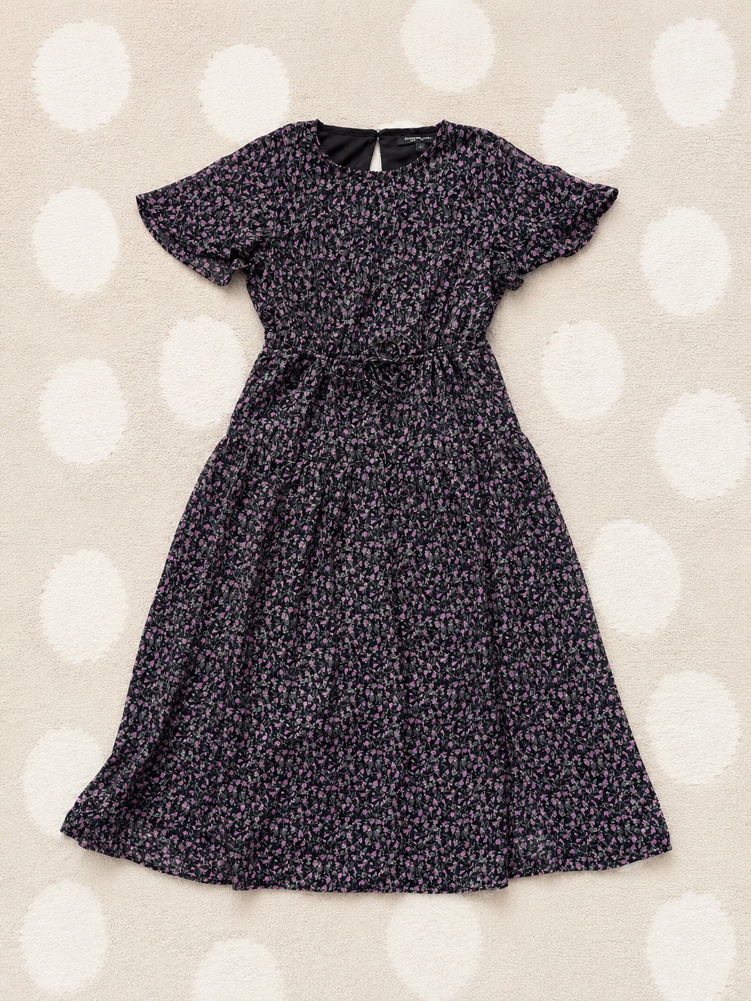Fashion Union Petite Black Floral Midi Dress UK 8 Cottagecore Boho