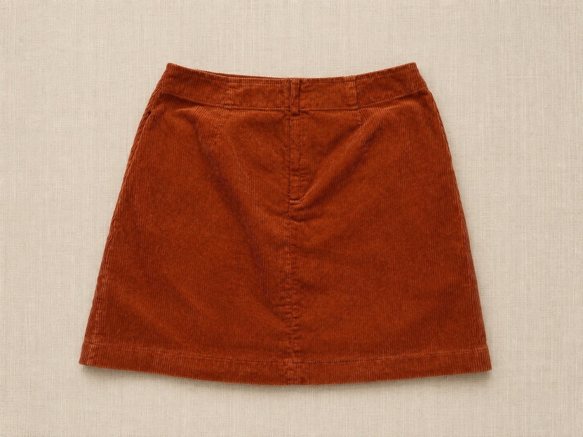 Uniqlo Rust Orange Corduroy Mini Skirt W26 Cotton Stretch Autumn
