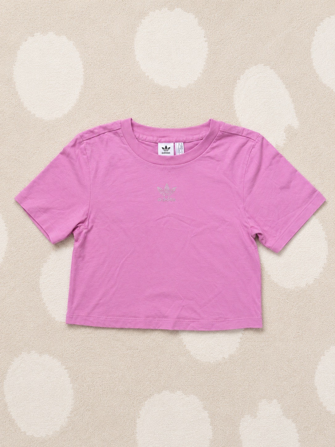adidas Originals Pink Trefoil Crop Top 100% Cotton Y2K UK 6