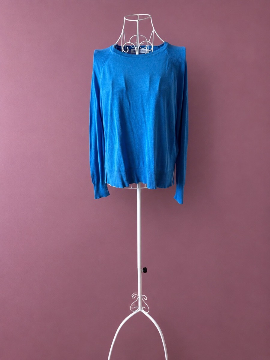 Zara Blue Lightweight Knit Jumper Size S Oversized/ Short