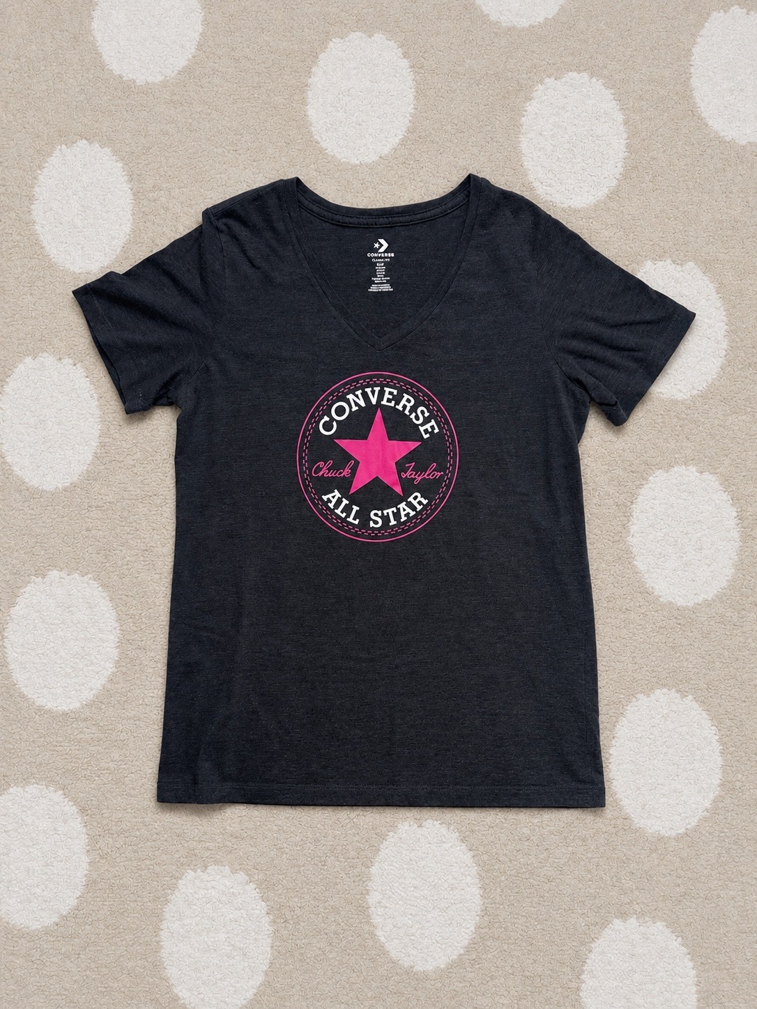 Converse All Star Grey Pink Graphic T-Shirt Top Size M Classic Fit