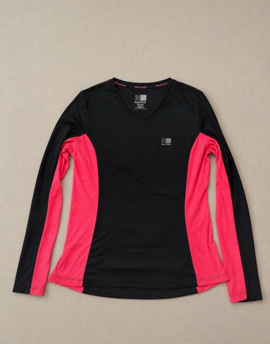 Karrimor Run Black Pink Long Sleeve Running Top UK 12 Gym Activewear