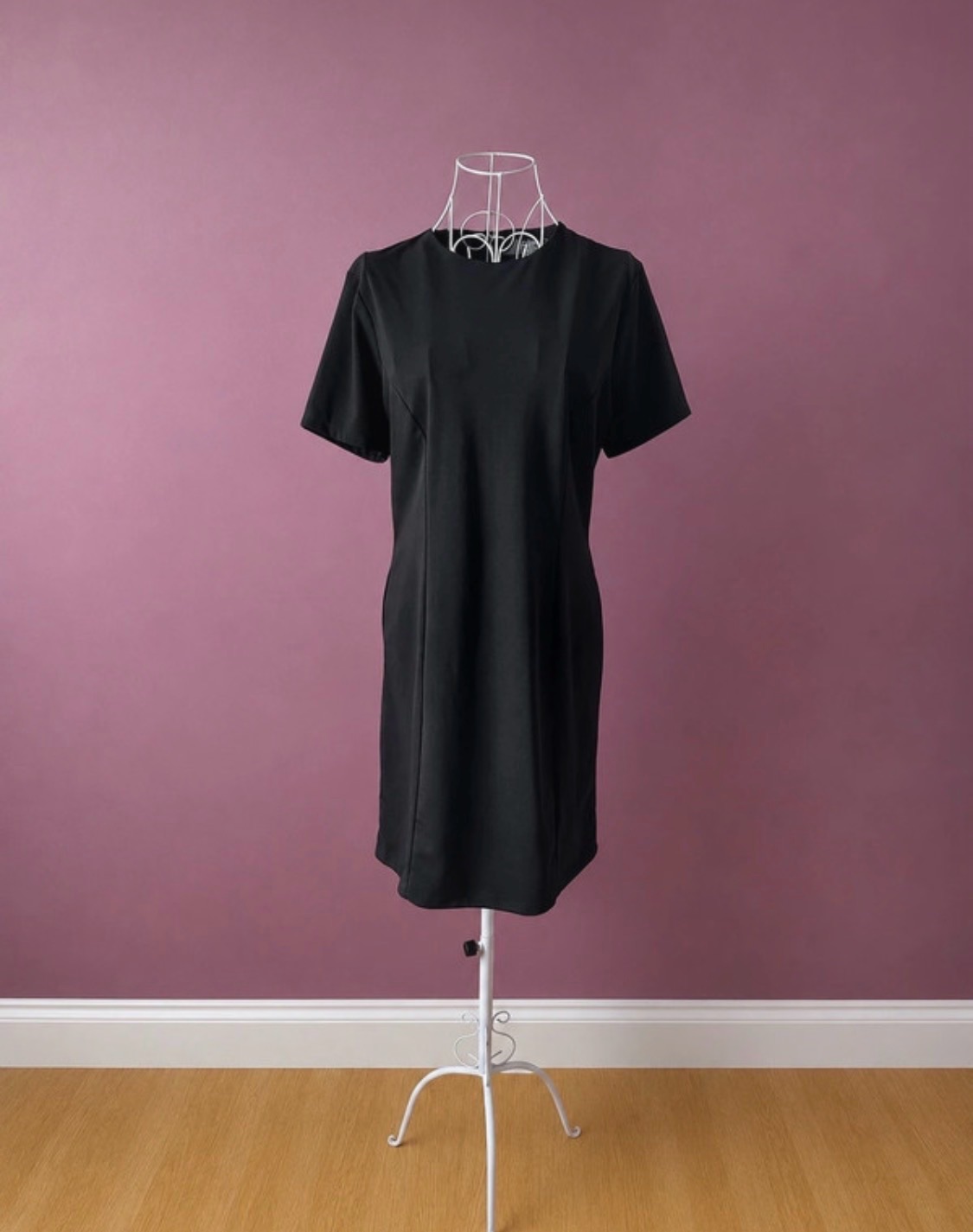 Primark Black Shift Dress UK 12 Short Sleeve Smart Office Work Mini Dress