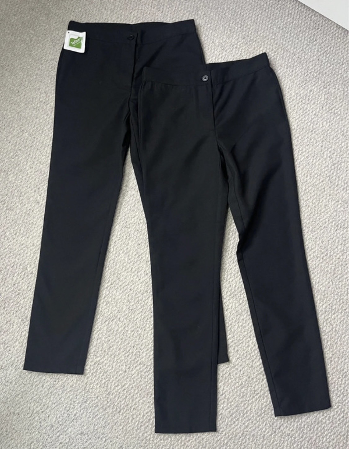 2x Girls black school trousers. Age 10 years