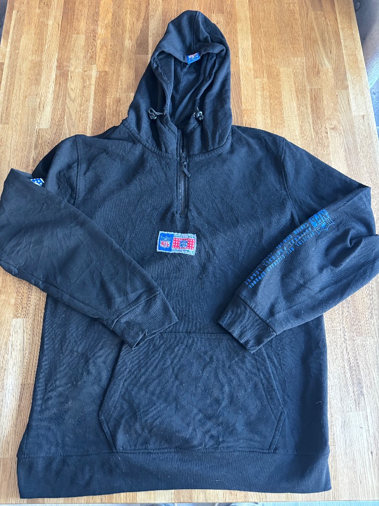 NFL 75TH Anniversary Quarter Zip Vintage Style Black Hoodie - Size XL