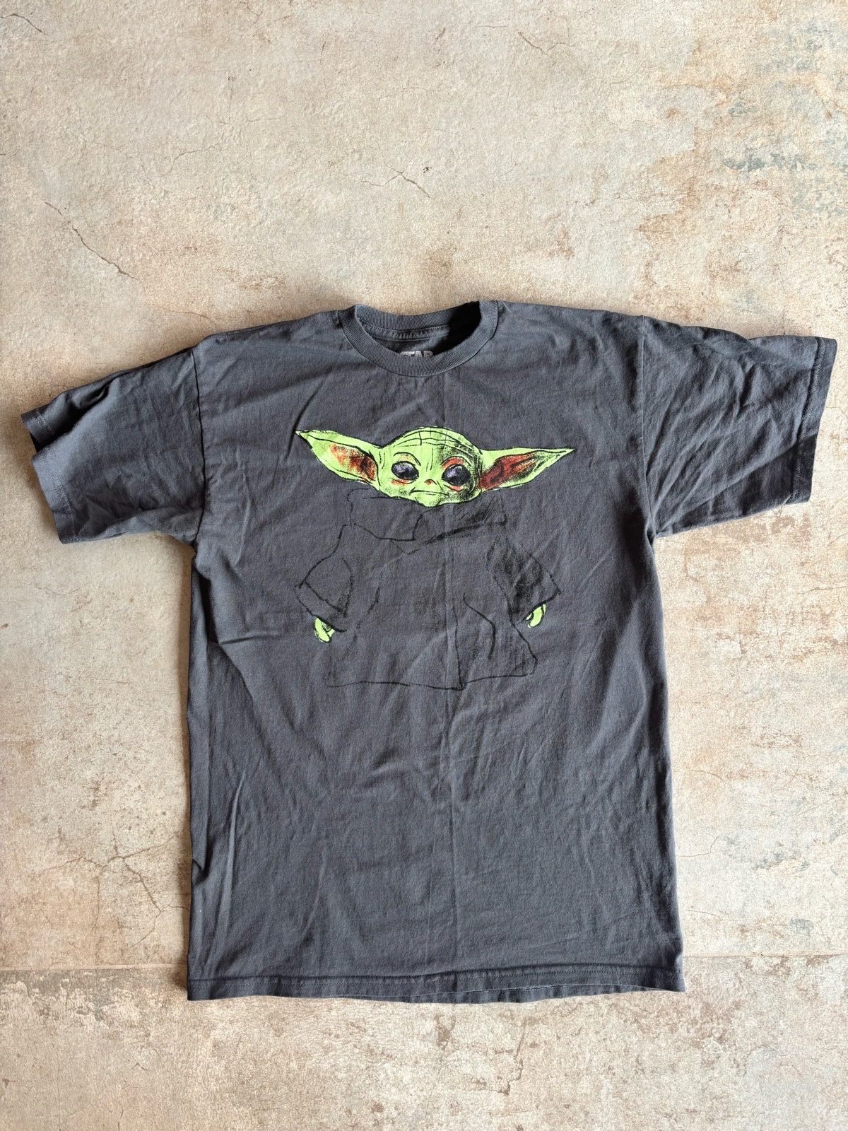 Star Wars Mad Engine Grogu Charcoal Sketch Grey T-Shirt - Size M