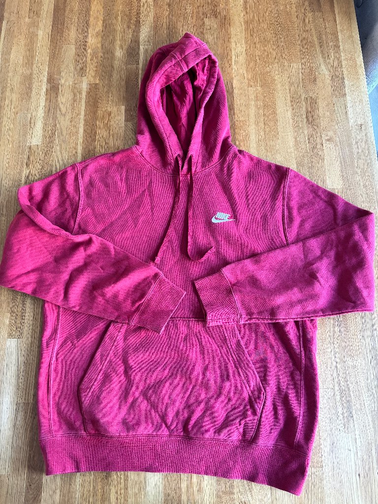 Nike Men’s Red Drawstring Pullover Hoodie With Front Pocket - Size M
