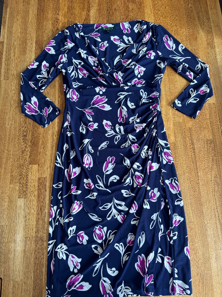 Lauren Ralph Lauren Women's V Neck Floral Faux Wrap Dress - Size 6