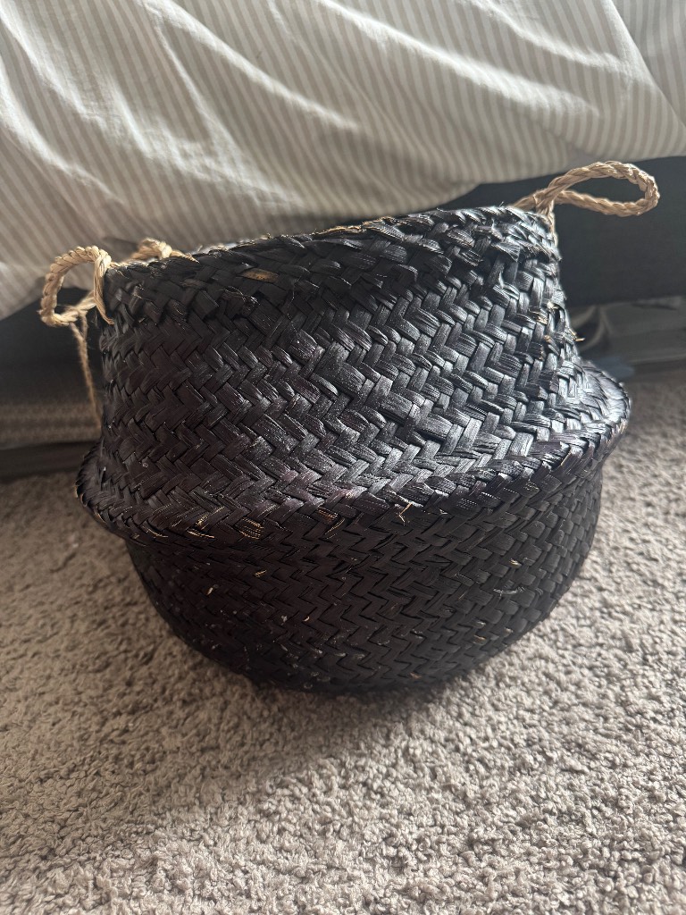 Black woven basket ; home decor